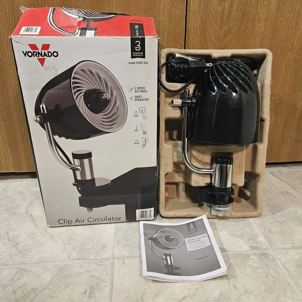 Vornado Pivot C Personal 3 Speed Desktop Clip Fan Air Circulator Black